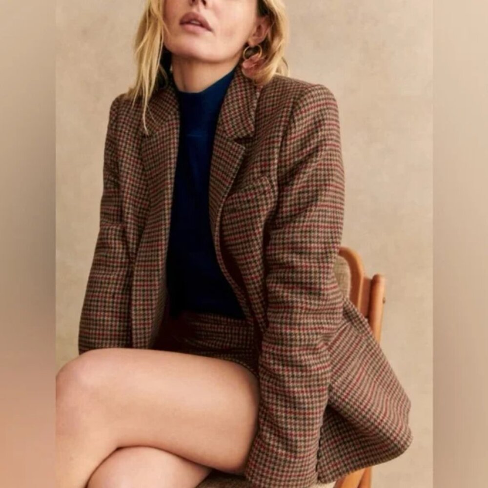 ISO Sezane Christie Jacket in Multicolored Houndstooth Size 0 / 32